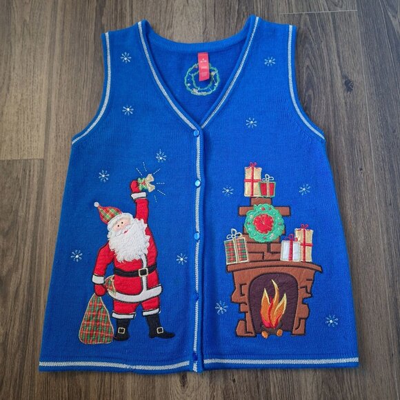 Sweaters - 💙 Christmas Themed Knit Sweater Vest Size M Festive Fun Holidays Winter Warm Co